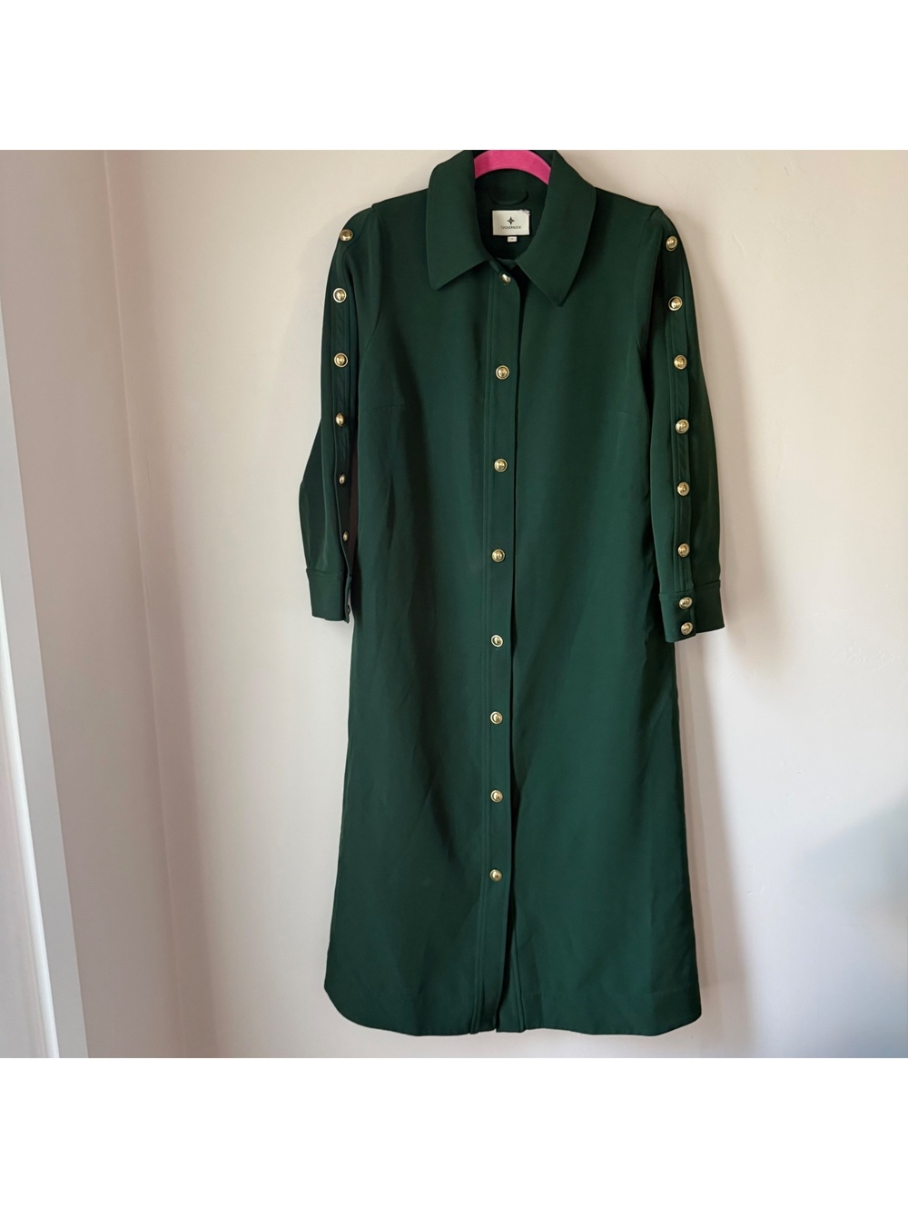 Tuckernuck Green Midi Dress | S | Gold Button Long Sleeve Workwear Fall